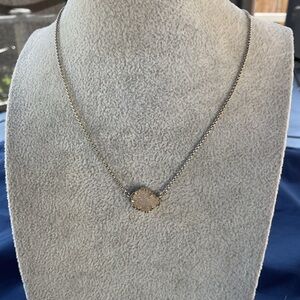 Kendra Scott Tess White Druzy Pendant Necklace Adjustable